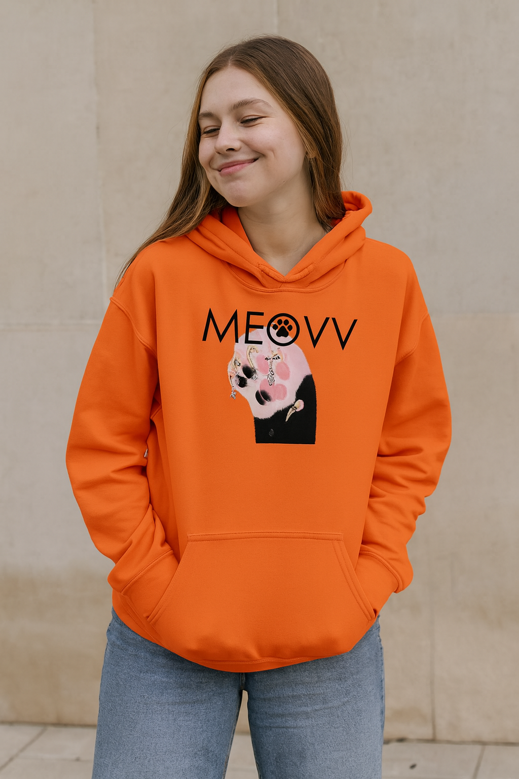 polerones con estampado de meow kawai con capucha