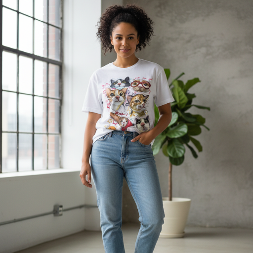 Top estilo Casual Con un Divertido estampado de Gato