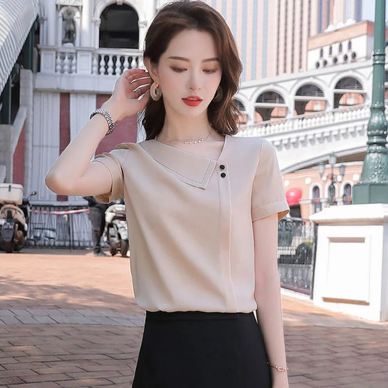 Blusa  Casual Cuello Asimétrico