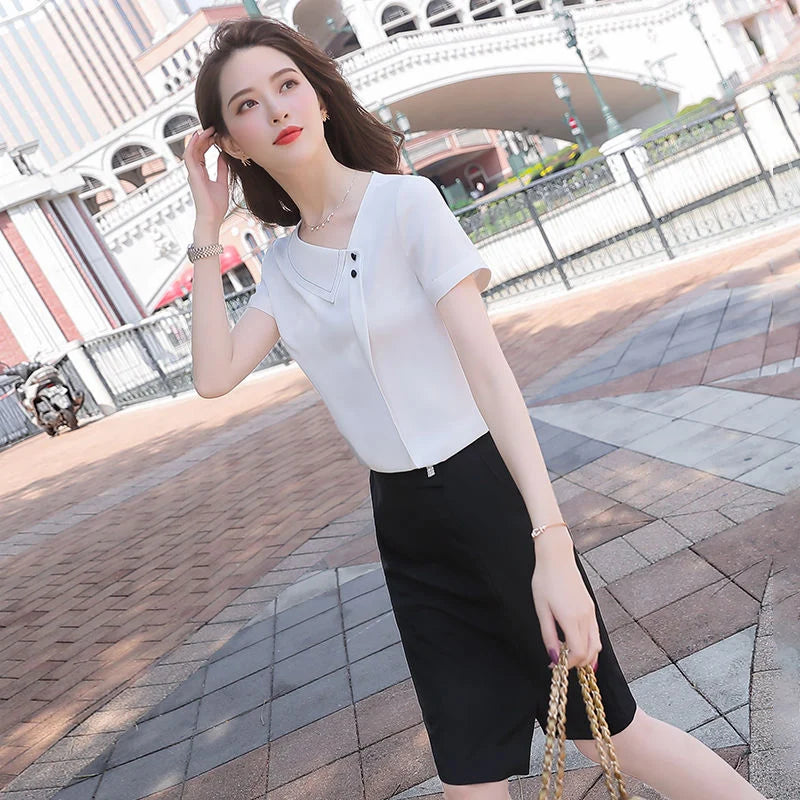 Blusa  Casual Cuello Asimétrico