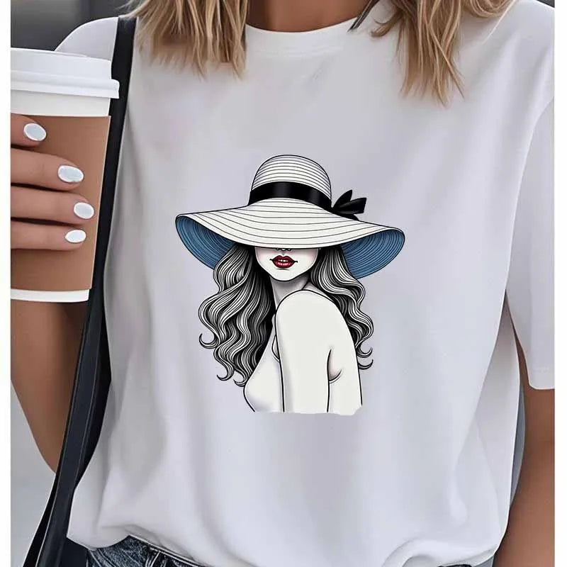 Camiseta gráfica vintage mujer, de Manga Corta.