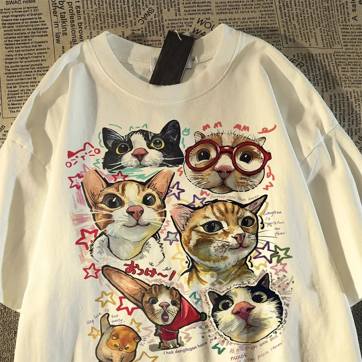 Top estilo Casual Con un Divertido estampado de Gato