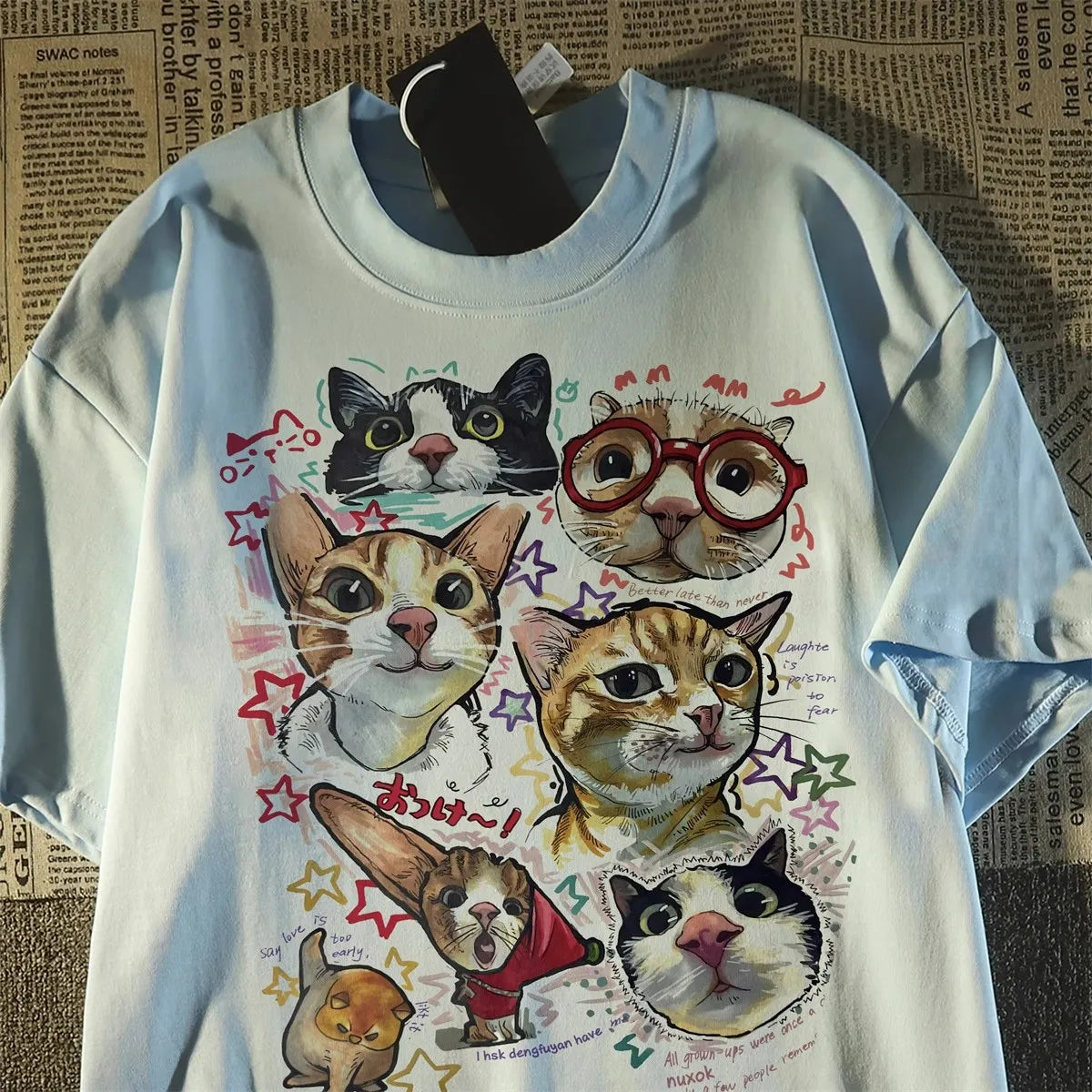 Top estilo Casual Con un Divertido estampado de Gato