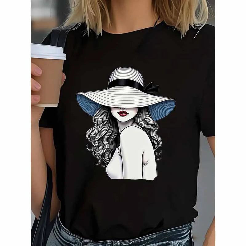Camiseta gráfica vintage mujer, de Manga Corta.