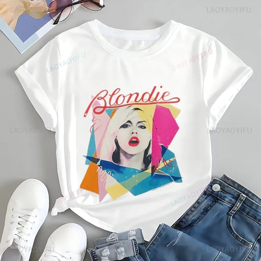 Tops BLONDIE. polera Casual unisex Punk Rock estampado