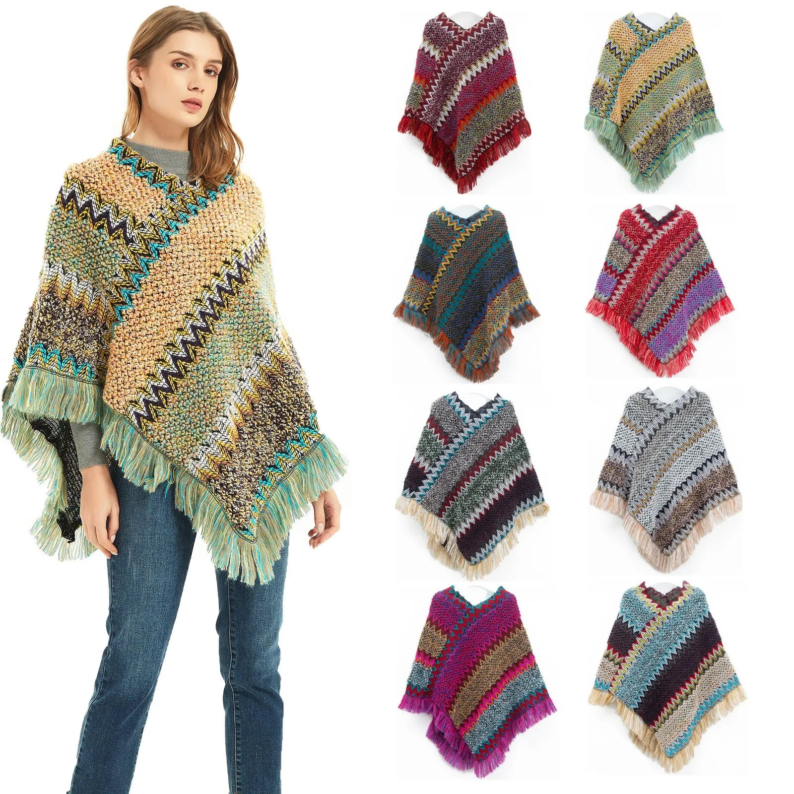 Poncho casual para mujer, Moda Vintage.