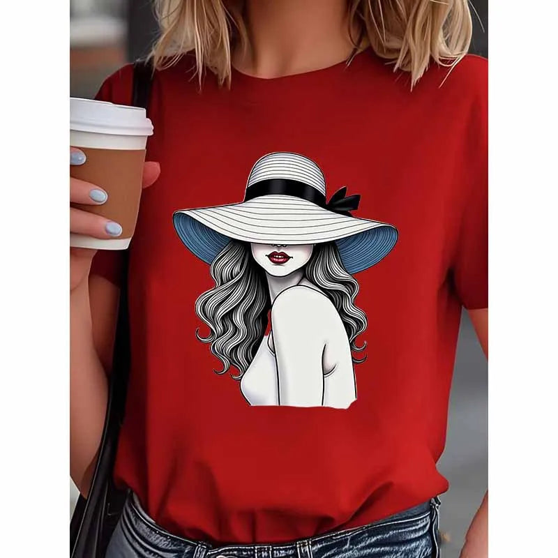 Camiseta gráfica vintage mujer, de Manga Corta.