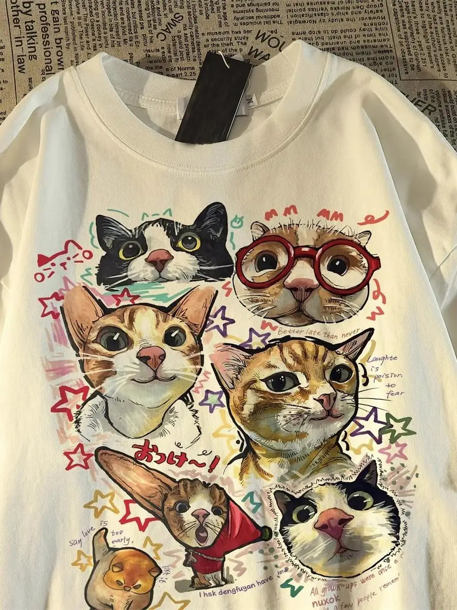 Top estilo Casual Con un Divertido estampado de Gato