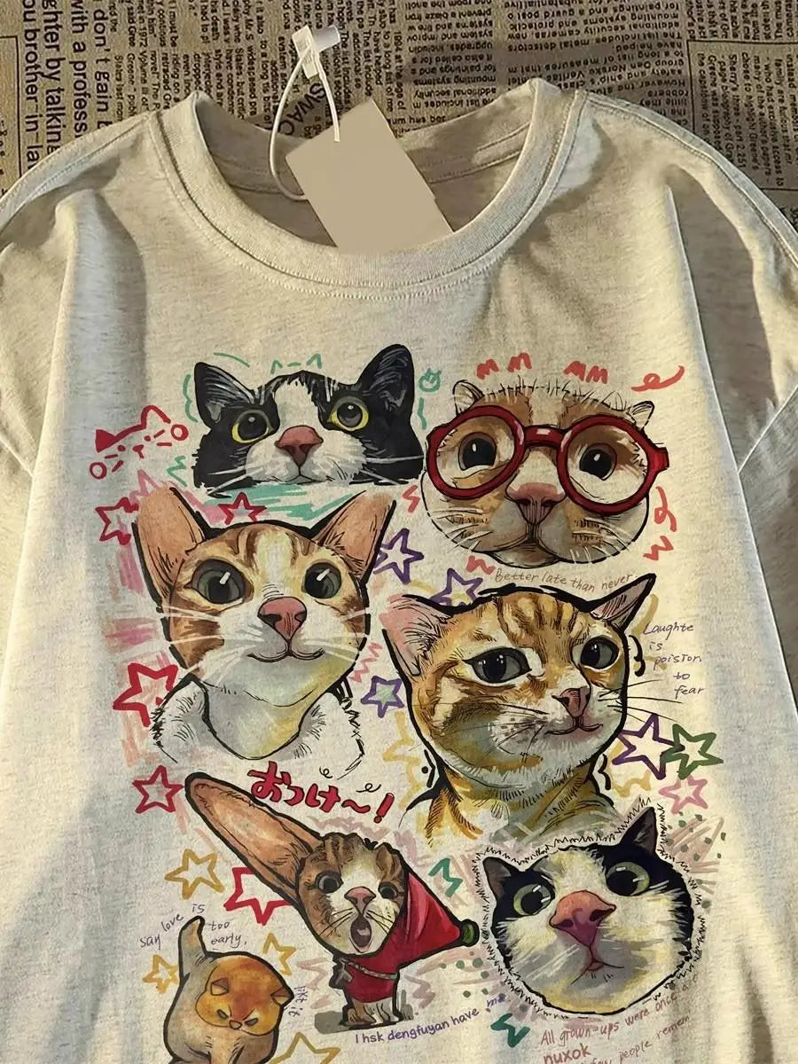 Top estilo Casual Con un Divertido estampado de Gato