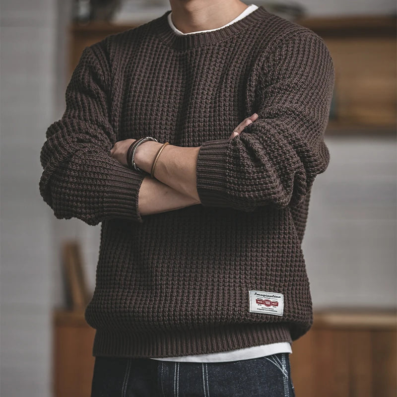 Sweater RETRO grueso  de cuello redondo hombre