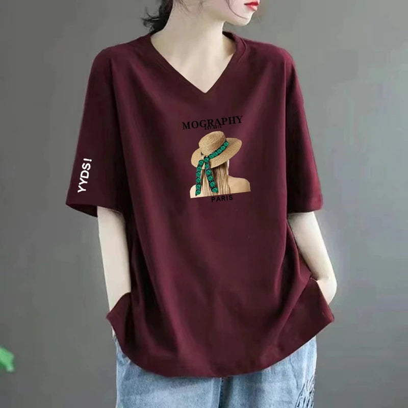 Polera 100%  Algodón, estilo coreano holgado.