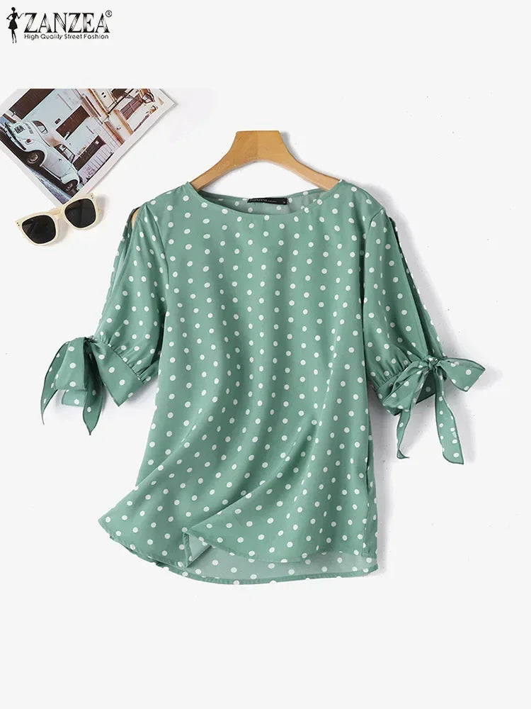 ZANZEA Blusa Lunares, Mujer Casual