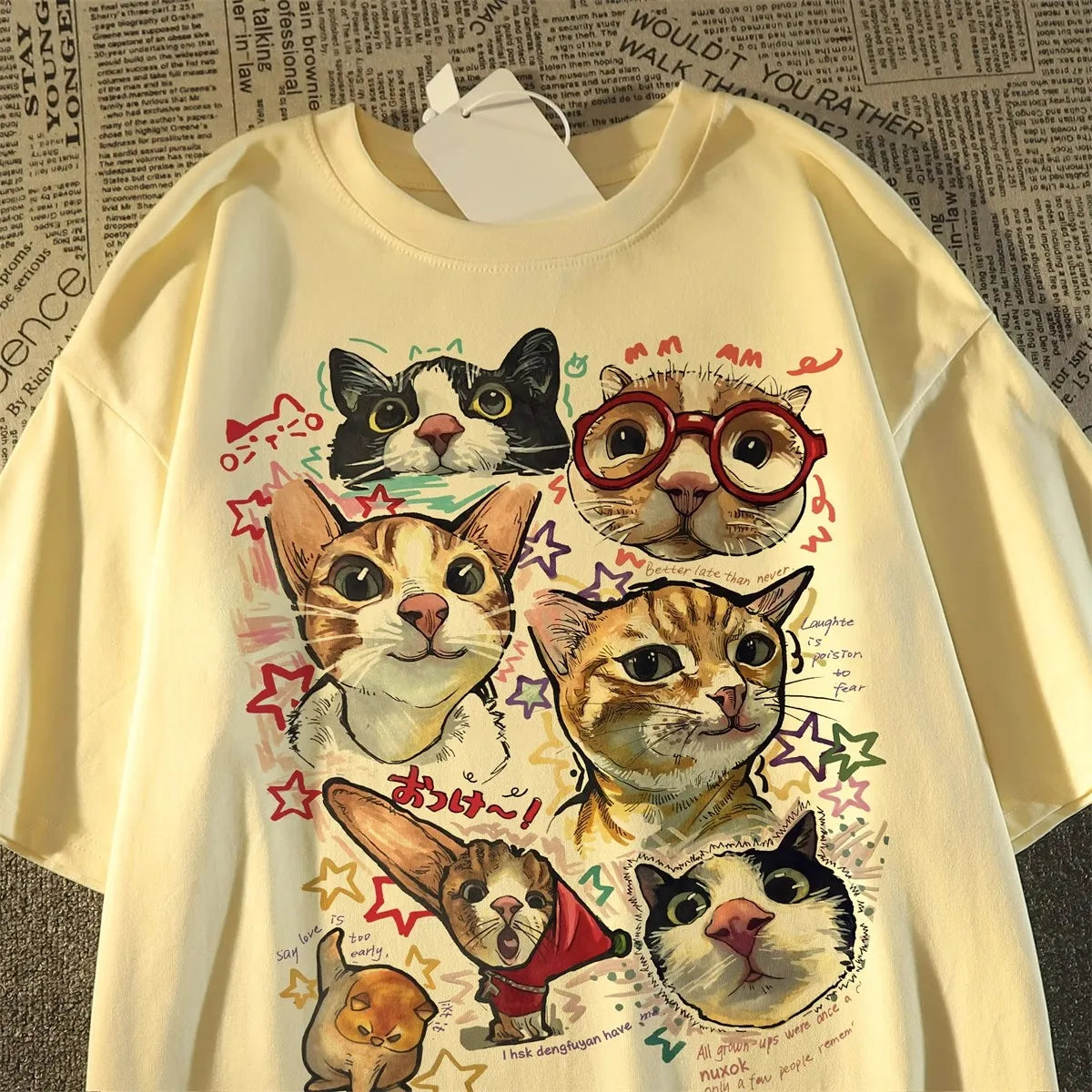 Top estilo Casual Con un Divertido estampado de Gato