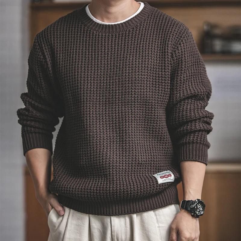 Sweater RETRO grueso  de cuello redondo hombre