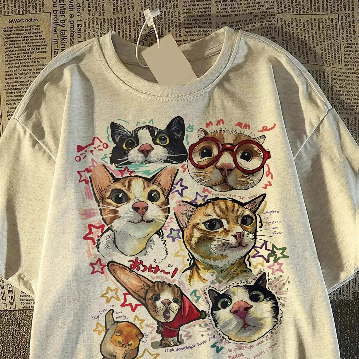 Top estilo Casual Con un Divertido estampado de Gato