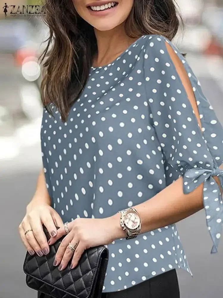ZANZEA Blusa Lunares, Mujer Casual