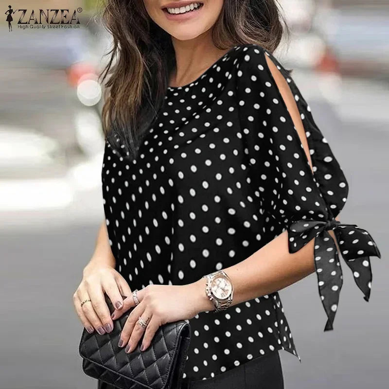 ZANZEA Blusa Lunares, Mujer Casual