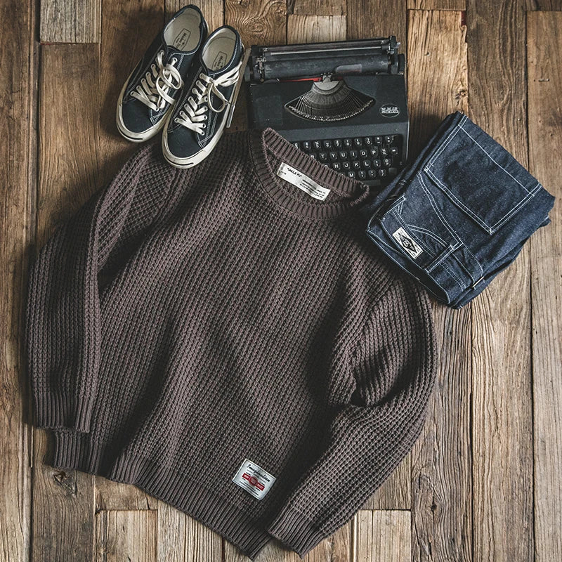 Sweater RETRO grueso  de cuello redondo hombre