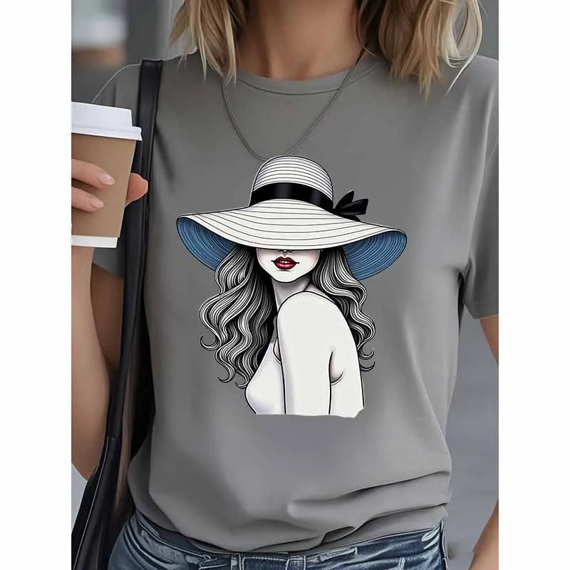 Camiseta gráfica vintage mujer, de Manga Corta.
