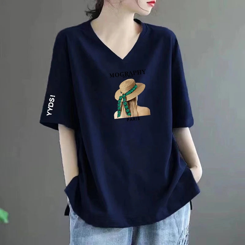 Polera 100%  Algodón, estilo coreano holgado.