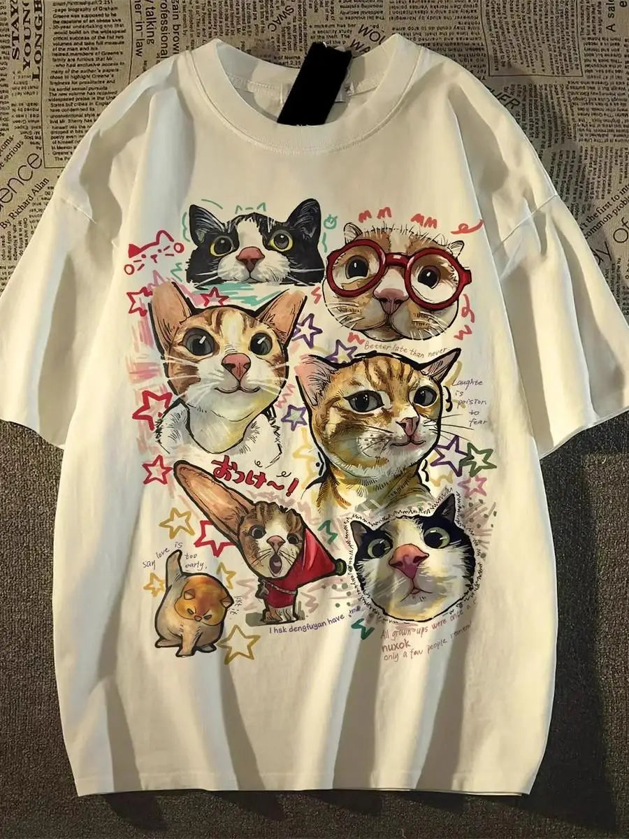Top estilo Casual Con un Divertido estampado de Gato