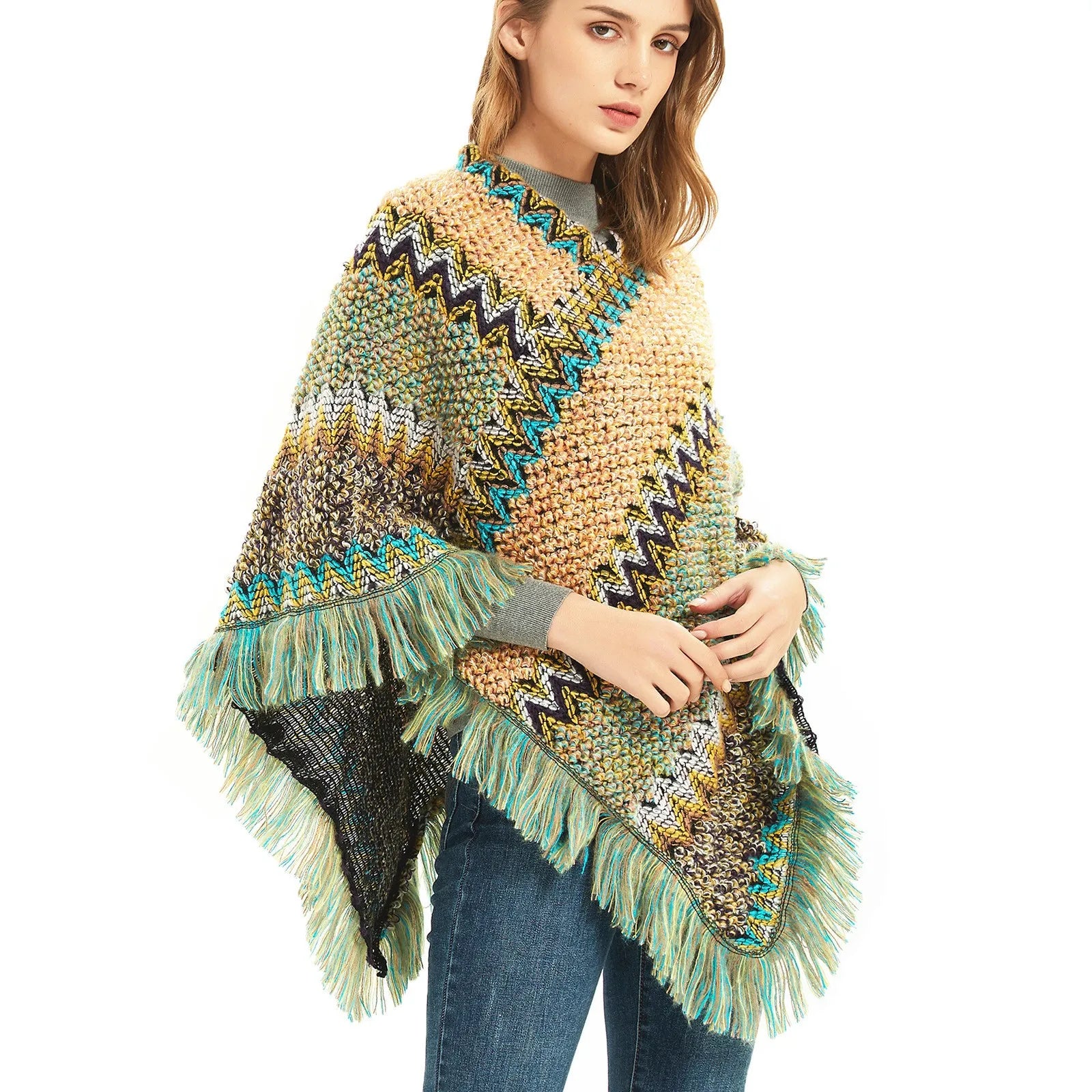 Poncho casual para mujer, Moda Vintage.
