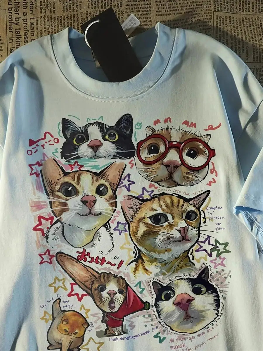 Top estilo Casual Con un Divertido estampado de Gato