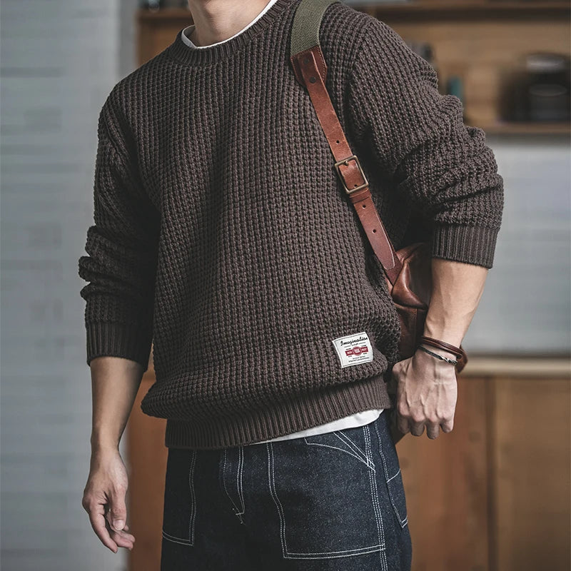 Sweater RETRO grueso  de cuello redondo hombre