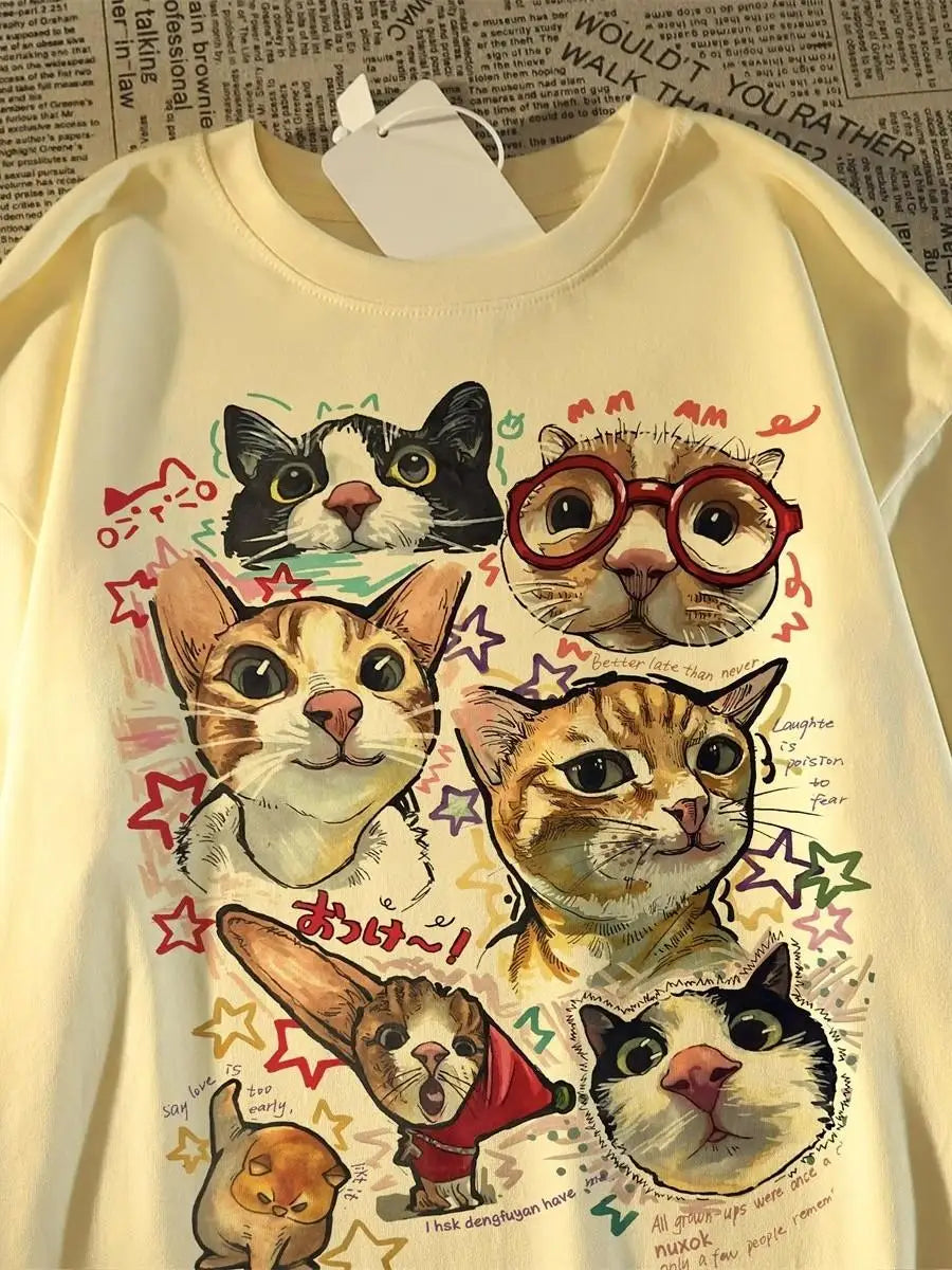 Top estilo Casual Con un Divertido estampado de Gato