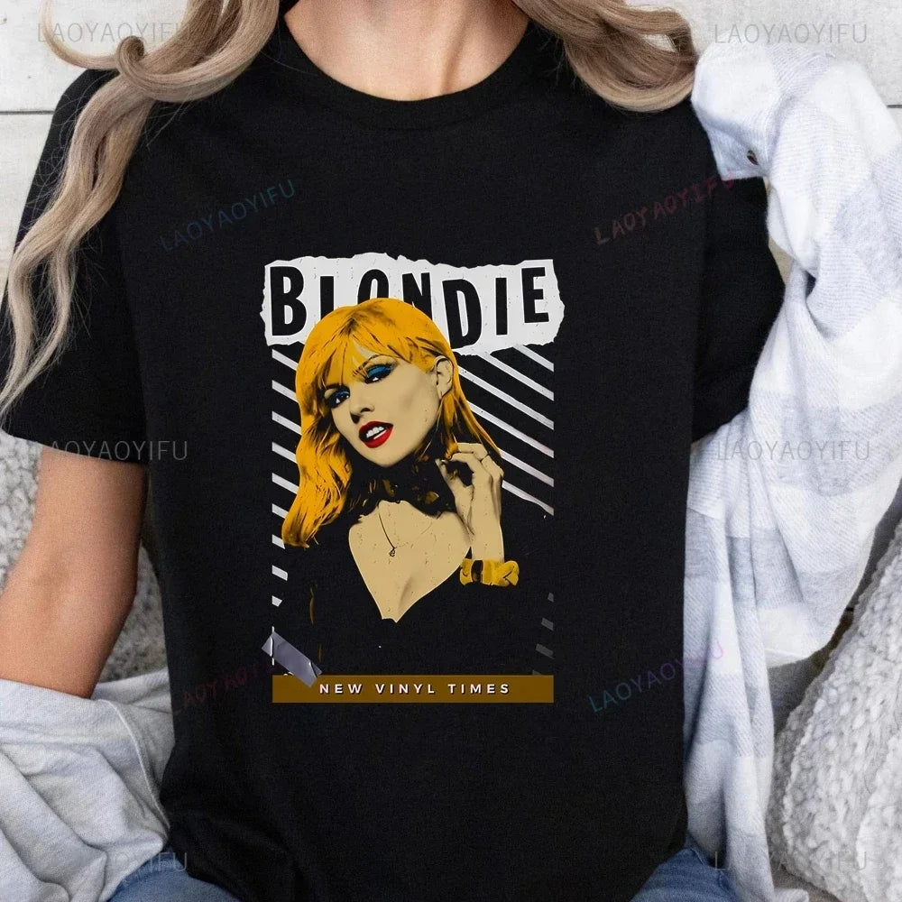Tops BLONDIE. polera Casual unisex Punk Rock estampado