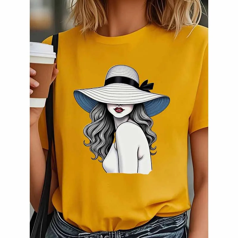 Camiseta gráfica vintage mujer, de Manga Corta.