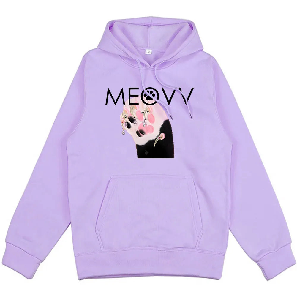 polerones con estampado de meow kawai con capucha