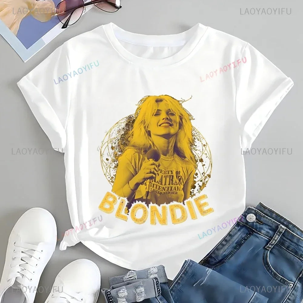 Tops BLONDIE. polera Casual unisex Punk Rock estampado