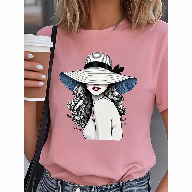 Camiseta gráfica vintage mujer, de Manga Corta.