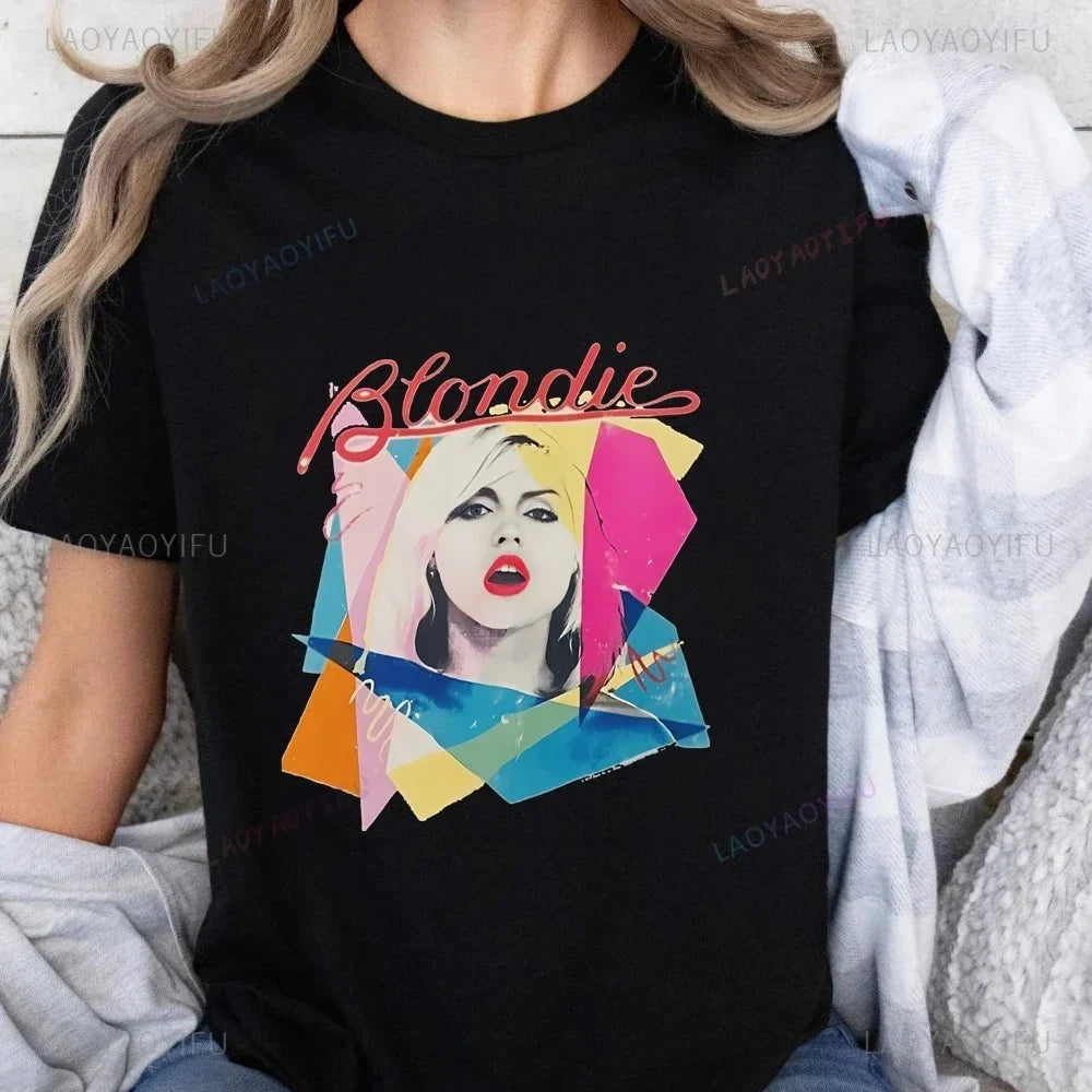Tops BLONDIE. polera Casual unisex Punk Rock estampado