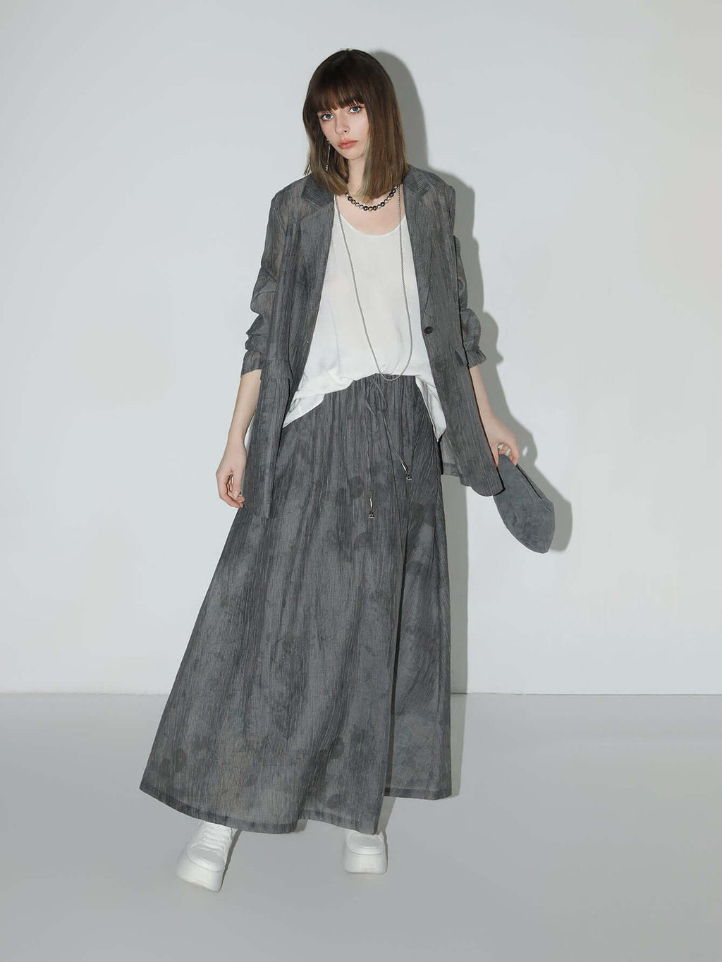 Blazer de rayas drapeado lavada con tinta