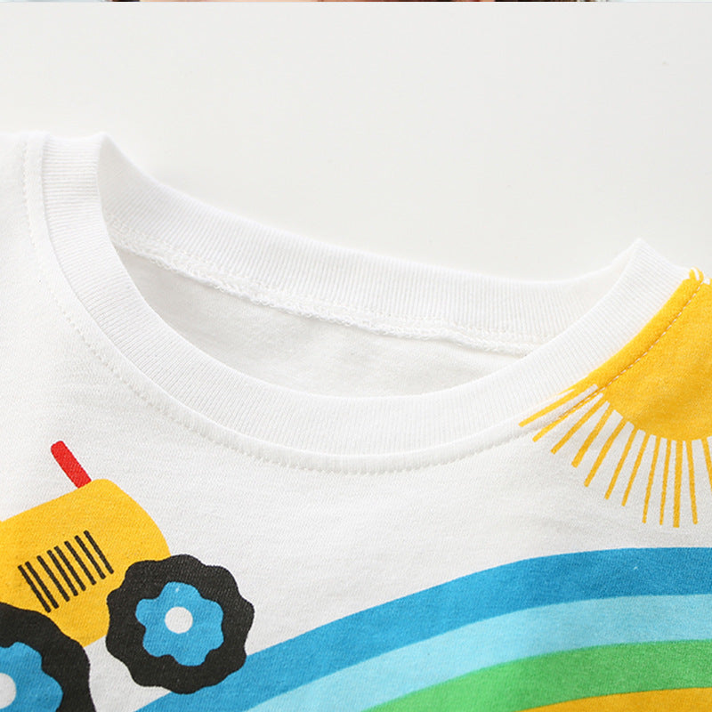 Conjunto de algodón suave con estampado de dibujos animados para bebé niño