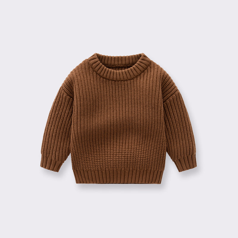 Jersey holgado de calidad de diseño tejido a mano de color sólido para bebé