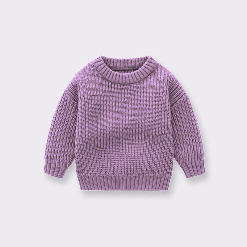 Jersey holgado de calidad de diseño tejido a mano de color sólido para bebé