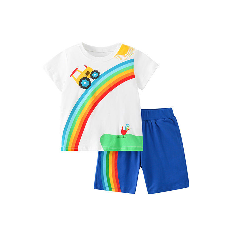 Conjunto de algodón suave con estampado de dibujos animados para bebé niño