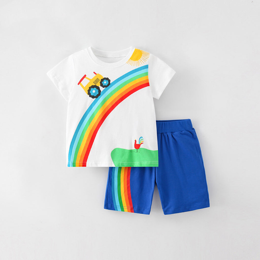 Conjunto de algodón suave con estampado de dibujos animados para bebé niño