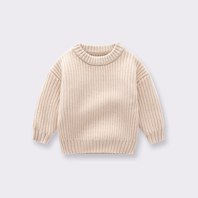 Jersey holgado de calidad de diseño tejido a mano de color sólido para bebé